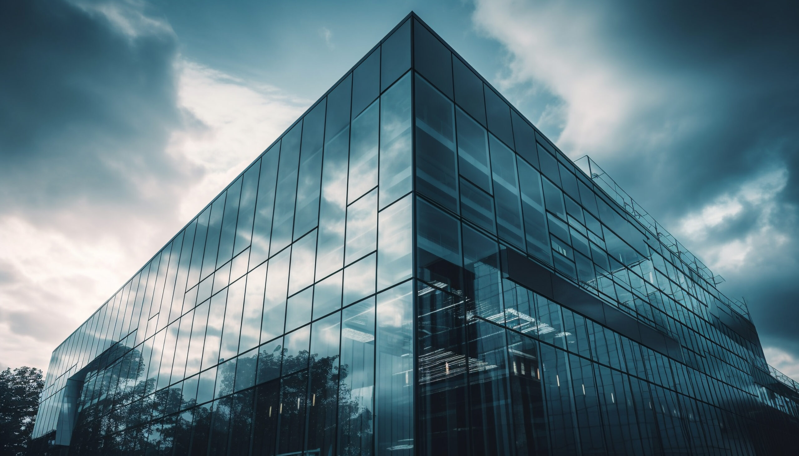 tall modern building reflects abstract cityscape pattern generated by ai scaled